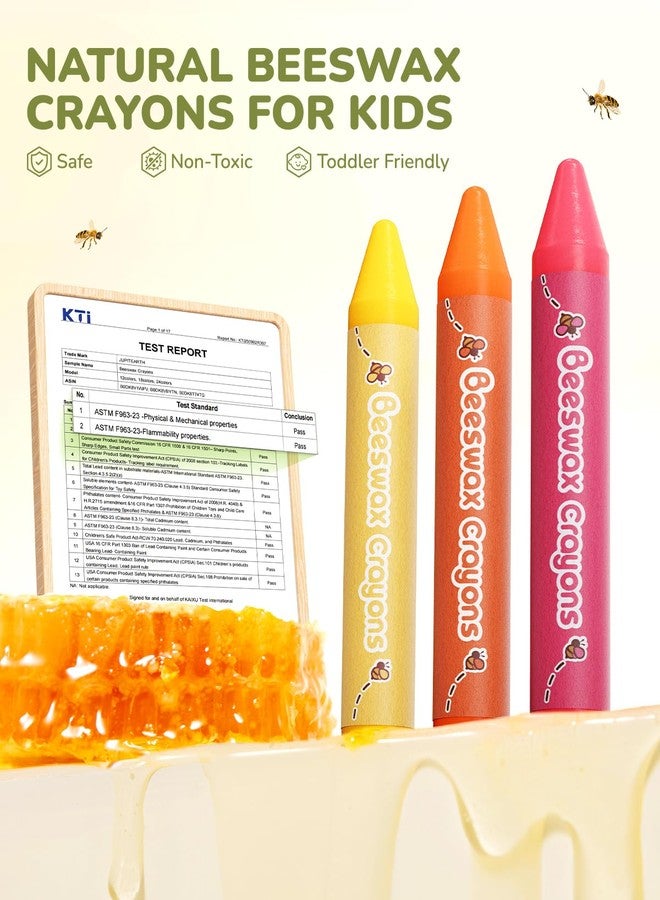 JUPITEARTH Beeswax Crayons for Toddlers 1-3, 12 Non-Toxic Silky Crayons, Jumbo and Washable Crayon, Easy to Hold, Safe for Kids, Mess-Free Coloring for Preschool Art Supplies, Ages 2-4, 4-8 - Image 2